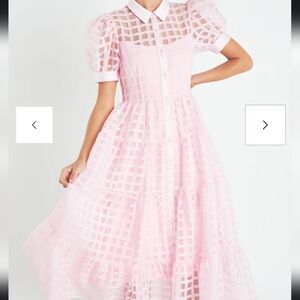 English Factory Organza grid Dress sz. Large baby pink